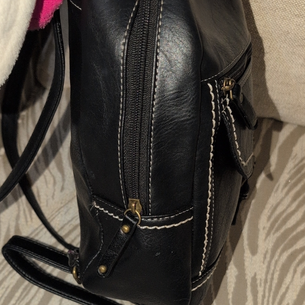 b.o.c. Black vegan Leather Backpack with WhitecStitch Detail - Picture 6 of 13